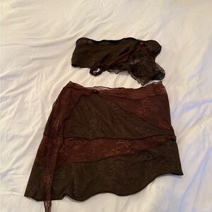 Elegant Brown Lace Skirt- Mars the Label